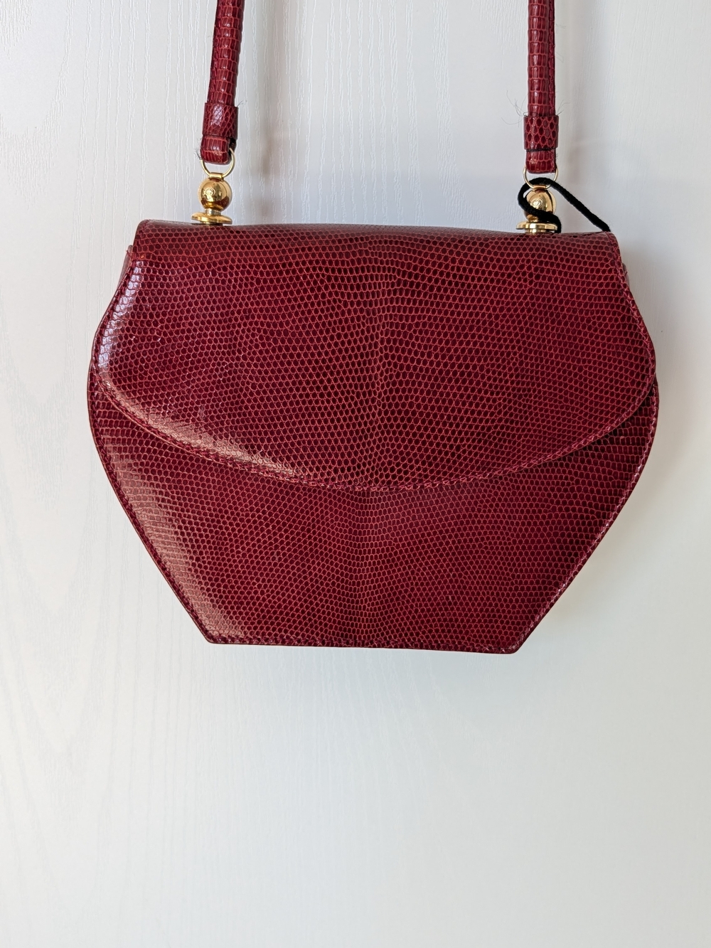 Gucci Vintage Burgundy Lizard-Texture Crossbody Bag